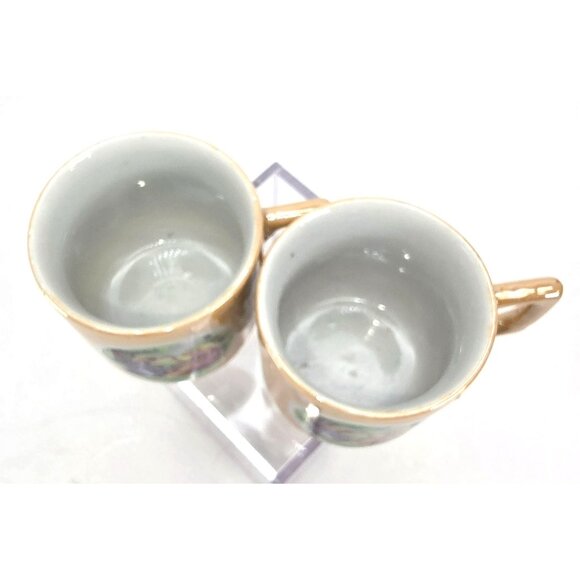 Vintage Japanese Porcelain Hand-Painted Tea/Coffee Mugs Set Of 2 Peach JE312 - Picture 2 of 6